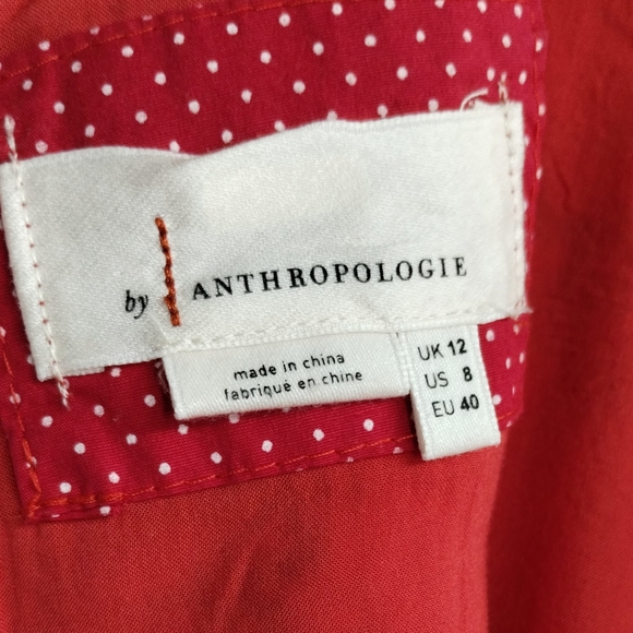 Anthropologie Aiko Red Embroidered Shift Dress - Picture 5 of 15